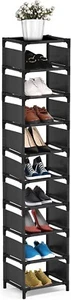 Zapatero alto estrecho para entrada de 10 niveles de metal resistente negro - Imagen 1 de 9