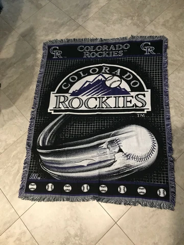 Vintage 90s Colorado Rockies Throw Blanket rug 48 x 60 Northwest Made in USA Cover