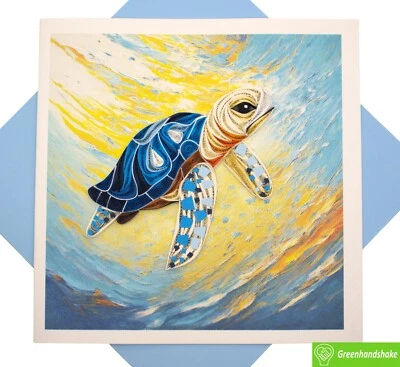 Tarjeta de felicitación Serene Sea Turtle Journey Quilling - APRETÓN DE MANOS VERDE Foto 1 de 4