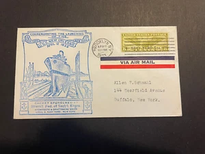 USS New Orleans, 1933 Launching New York Navy Yard, Air Mail, Sc #C17, Crisp! - Picture 1 of 2