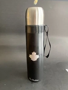 Tim Hortons 24oz Stainless Steel Black Thermos | NEW Tumbler Maple Leaf Cup Mug - Picture 1 of 5