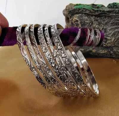 Set Of 6 Bangle Solid 925 Sterling Silver Beautiful Handmade Women Bangle, M706 - Image 1 of 4