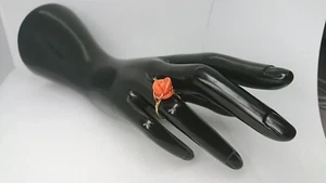 Vintage 18k Yellow Gold & Coral Rose Flower Ring 6.5 Stamped 2.7gr RARE - Picture 1 of 5