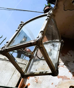 ♥ ANTICO LAMPADARIO LEGNO E FERRO VINTAGE ART DECO LIBERTY LAMPADA veneziano - Foto 1 di 9