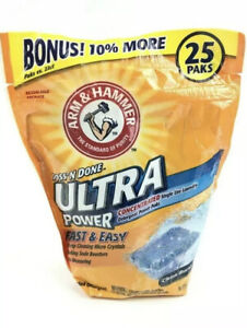 Arm & Hammer Toss N Done Laundry Detergent Power Paks Ultra power. 25 paks. Rare