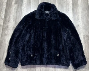 Paula Lishman Woman's Sz M Knit Fur Canadian Beaver Jacket Dyed O Navy - Picture 1 of 23