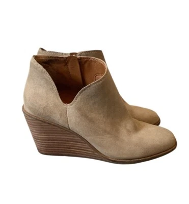 Lucky Brand Melendi Tan Beige Ankle Boots Size 7.5 Casual Western Boho Booties - Image 1 of 4
