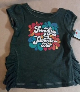 Mädchen T-Shirt "Friendship" Gr. 12M Kleinkind anthrazitgrau, geraffte Seitenabschlüsse - Bild 1 von 9