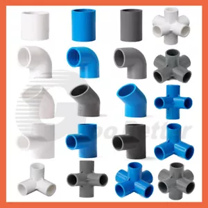 PVC Pipe Fittings Various Type Straight, Tee, Elbow Water Supply White/Blue/Grey - Picture 1 of 20