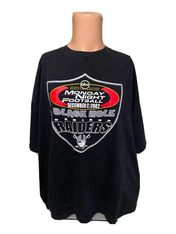 Vintage 2002 Oakland Raiders BLACK HOLE Monday Night Football Shirt Size 2XL Cover