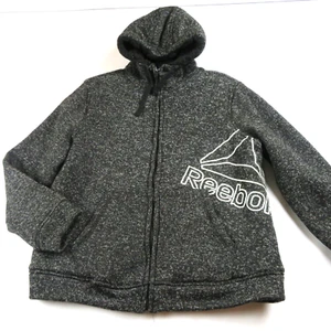 REEBOK marbled black faux sherpa lined knit zip-up hooded Jacket Size XL - Picture 1 of 6