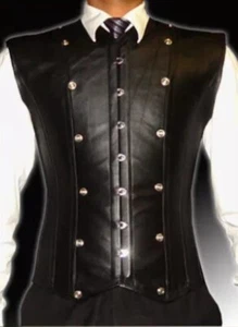 Top Qualität attraktiv 100 % Echtleder schwarz Herren volle Taille Korsett USA 2XS-7XL - Bild 1 von 4