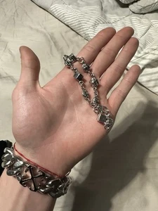 REAL 925 SILVER chrome hearts dice cross bracelet - Picture 1 of 5