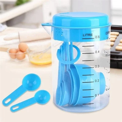500ML Cup & Spoons Baking 7PCS Teaspoon Kitchen Measuring Grade Utensils Food - Image 1 of 4