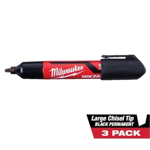 (3-Pack) INKZALL Black Large Chisel Tip Jobsite Permanent Marker FREE SHIPPING - Picture 1 of 1