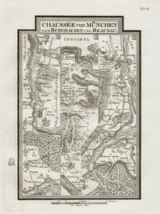 Hausen Castle Braunau Altötting Marktl Map Card Riedl 1796 Copperplate Engraving - Picture 1 of 1