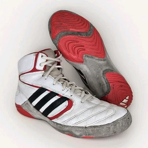 Adidas Mat Wizard IV John Smith Leather Wrestling Shoes Men's Sz 8 White Boxing - Picture 1 of 9