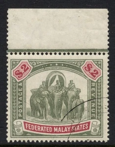 Malaya 1907 $2 Green & Carmine Rose Elephants Sc# 35 used - Picture 1 of 1
