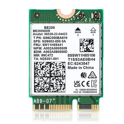 BE200 WiFi7  Card 8000Mbps Wifi Adapter Bluetooth 5.4 Tri Band 2.4G/5G/6GHz5972 - Image 1 of 4