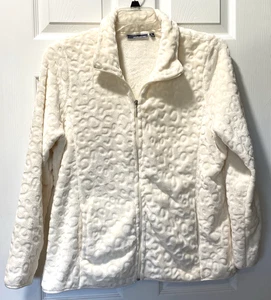 Jason Maxwell Full Zip Jacket Faux Fur Plush Cream Warm Cozy Pockets Size XL NEW - Picture 1 of 24