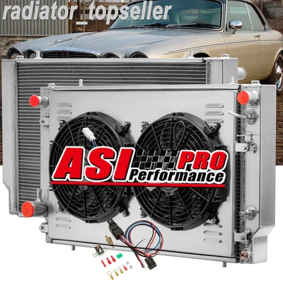 4 Row Aluminum Radiator+Shroud Fan For 1976-96 Jaguar XJS XJ12 5.3L 6.0L V12 NEW Foto 1 de 4
