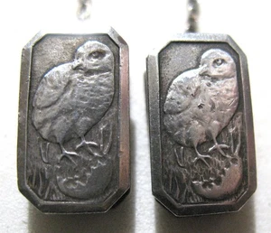 Antique Unmarked Silver Baby Chick w Broken Egg Baby Bib Clips - Picture 1 of 5