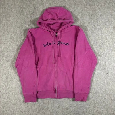 Sudadera Life is Good para mujer talla mediana? Sudadera con Capucha Cremallera Completa Logotipo Spellout Rosa Foto 1 de 4
