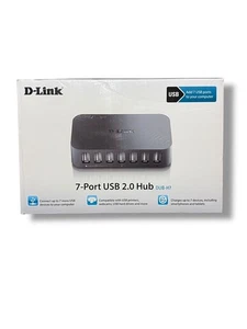 D-Link DUB-H7 Hi-Speed USB 2.0 7-Port Hub - Black - Picture 1 of 14