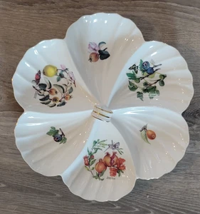 Vintage Bristol House Divided Relish Tray Crown Mark – Fruit Floral Mid-Century - Picture 1 of 14