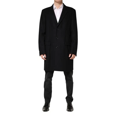 DOLCE & GABBANA Jacket Black Wool Single Breasted Long Coat IT54/US44/XL 2180usd - Image 1 of 4