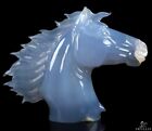 PIERRE PRÉCIEUSE 5,9" cheval de cristal sculpté calcédoine bleue, cristal de guérison