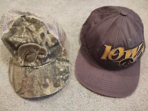 Lot of 2 Iowa Hawkeyes Hats Camo Mesh Legacy & Dark Gray Top of the World