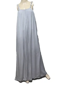 Alice + Olivia hellgrau Seide Chiffon langes Kleid Maxikleid Größe US 0 2 / XS - Bild 1 von 13