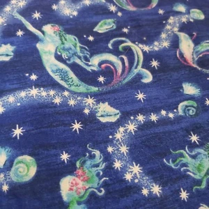 Fabric Traditions Mermaid Magical Fabric (2) Pieces 34" x ~44" Stars Seashells - Picture 1 of 7