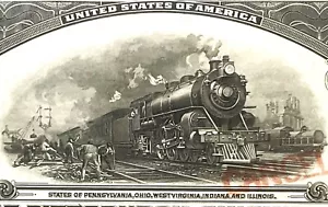 Antique 1920 Pittsburgh Cincinnati Chicago St. Louis Railroad Bond Certificate🚂 - Picture 1 of 8