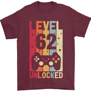 62nd Cumpleaños 62 Años Level Dar Cuerda Gamming Hombre Camiseta 100% Algodón - Imagen 1 de 77