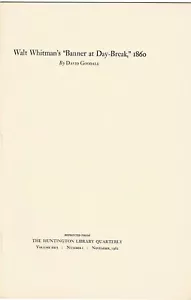 WALT WHITMAN'S "BANNER AT DAY-BREAK", 1860 by DAVID GOODALE - Huntington, 1962 - Bild 1 von 1