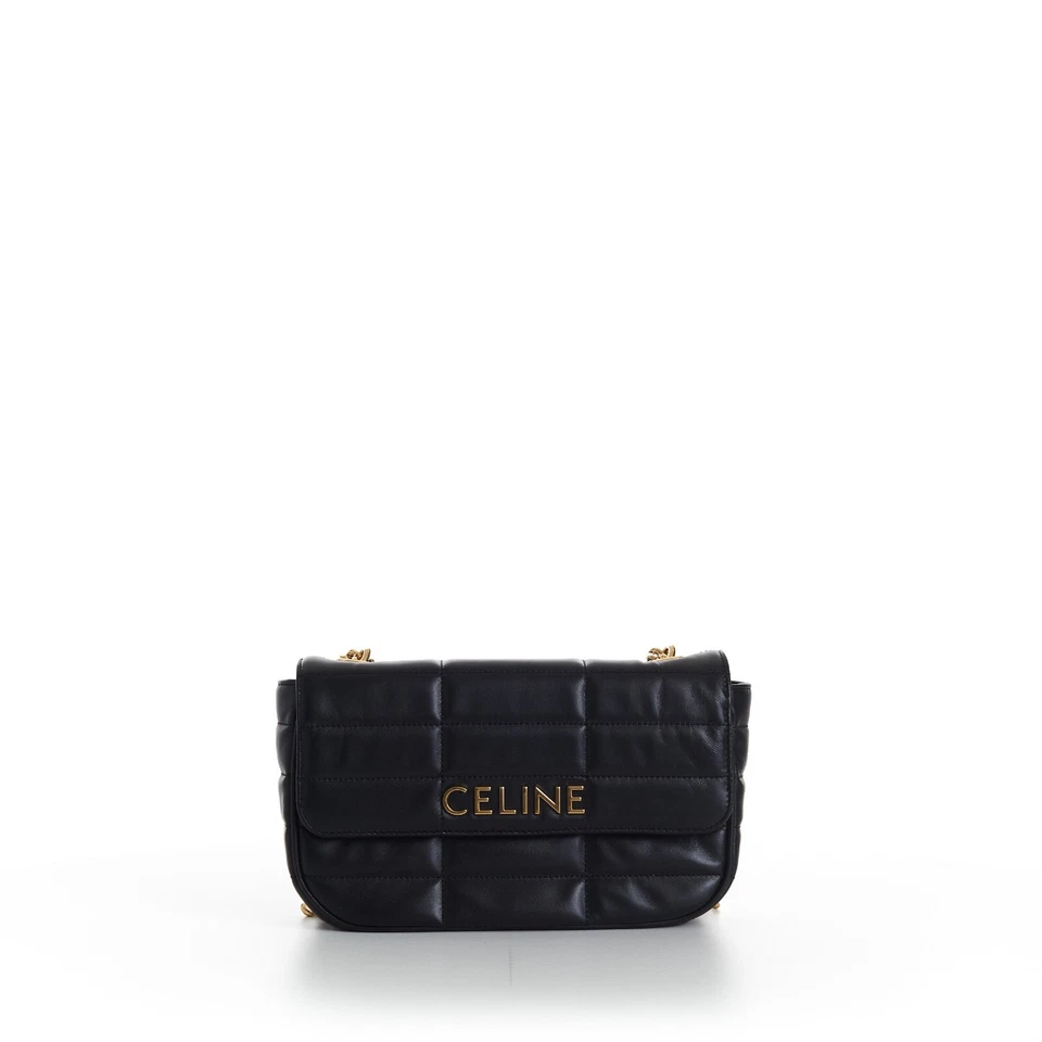 CELINE Chain Shoulder Bag Matelasse Monochrome 111273EPZ.38NO Black #027