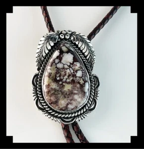Sterling and Wild Horse Magnesite Bolo by Master Craftsman Joe Paul - Picture 1 of 8