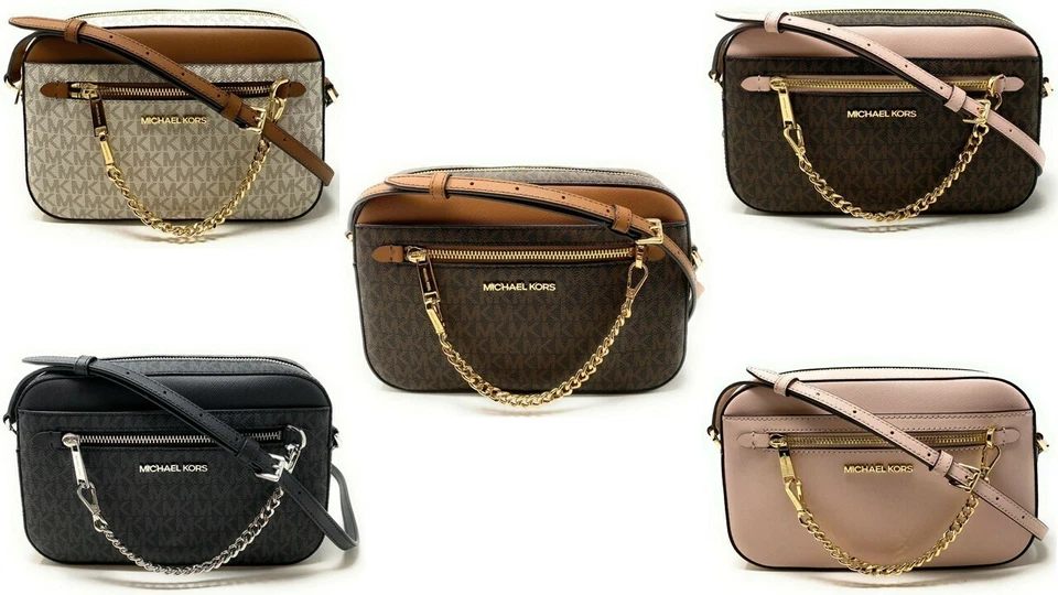 Michael Kors Jet Set Item Large East West Zip Chain MK Leather Crossbody Bag - Image 1 of 1