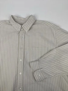 Camisa de vestir Eddie Bauer para hombre XL tostada blanca a rayas calce relajado - Imagen 1 de 8