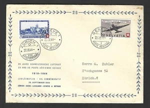 SWITZERLAND 1944 AIR MAIL & SEMI POSTAL SCOTT # B136 & C40 TIED FDC - Picture 1 of 1