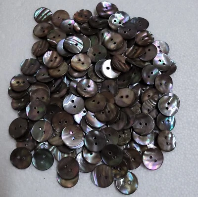 Grey Abalone Button 15mm Iridescent Shell 2 Hole Shirt Blouse Sewing Art Crafts - Image 1 of 4