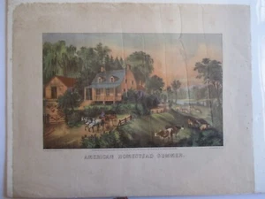 Original Currier & Ives Print American Homestead "Summer" very old - Picture 1 of 6