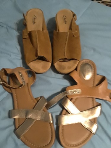 SANDALI DONNA CLARKS MARRONI SET DI 2 USA TAGLIA 8 5 USATI COME NUOVI