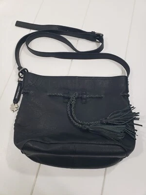 Lucky Brand Hobo Crossbody Black Leather Sak Purse Tassle  - Image 1 of 4