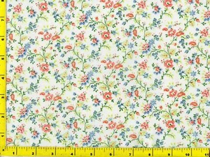 Kleine orange und blaue Blumen grüne Ranken auf weiß Meterware CFLORA00960 - Bild 1 von 1