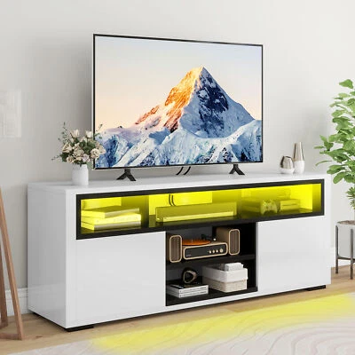 Modern High Gloss LED TV Stand for 50/55/60" TV Entertainment Center - Image 1 of 4