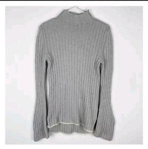 Celine Gray Mock Neck Ribbed Sweater Size S Wool Silk Blend Mgd - Picture 1 of 9