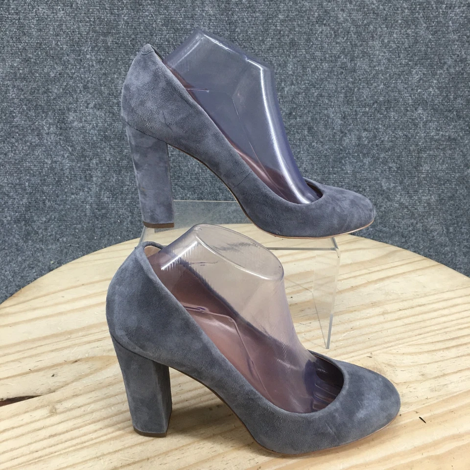 Zapatos de tacón J Crew para mujer 9 Etta informales sin cordones tacón bloque azul gamuza cuero Foto 1 de 4